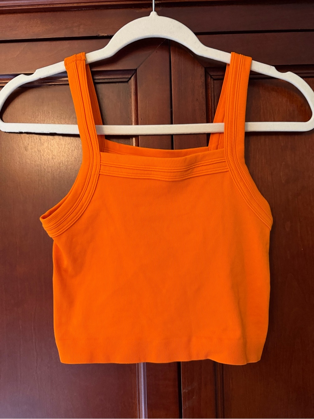 Urban Outfitters Orange Ribbed Square-Neck Tank